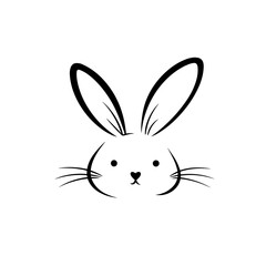 Obraz premium rabbit. rabbit simple black and white line art vector logo