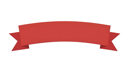 Red ribbon banner for sale announcements, isolated on white background.