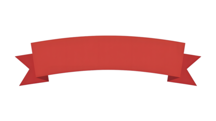 Bold red ribbon banner for sale announcements, isolated on white background.