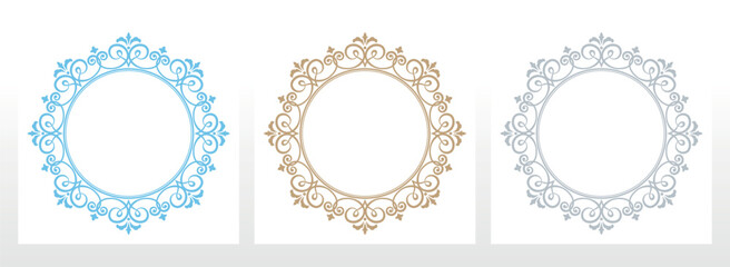 Set of decorative frames Elegant vector element for design in Eastern style, place for text. Floral black and white borders. Lace illustration for invitations and greeting cards.