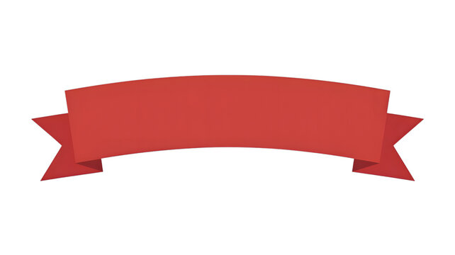 Red ribbon banner for sale announcements, isolated on white background.