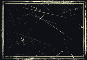 Fototapeta na wymiar Dark background with distressed textured border and scratches grunge black