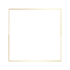 Gold gradient thin line with dashed square frame element..