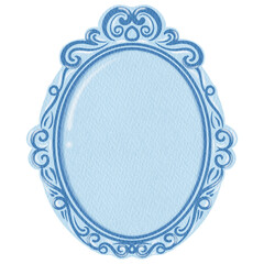 Elegant Decorative oval Frame Vintage Ornate Blue Frame.  Blue Border Vintage Frame.
