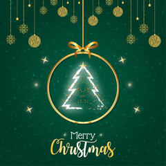 Christmas and New Year greeting cards with xmas decoration. Winter Holiday Posters or banners design in modern realistic style with fir branches, gift boxes, christmas tree toys deer and stars