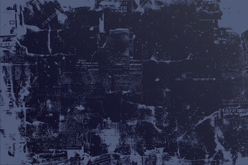 Dark blue distressed grunge texture with faded newspaper print vector