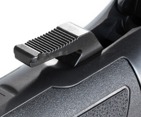 Grooved lever action rifle hammer cocked back