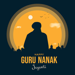 Guru nanak Jayanti poster.  Indiana celebration creative design. Vector illustration
