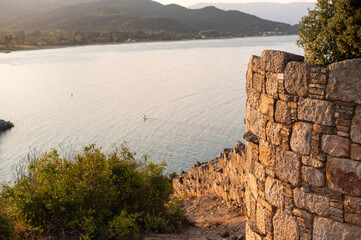 Sea view from Stagira town on sunset on Olympiada, Greece