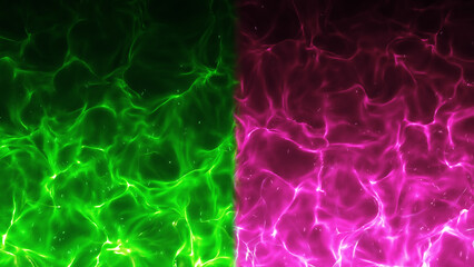 緑とピンクの対立する炎のエフェクト背景