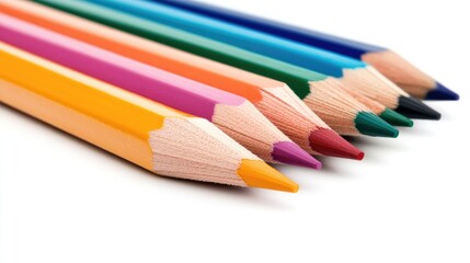 Colorful pencils harmonious arranged in a row inviting creativity and inspiration for art students and enthusiasts in a bright setting