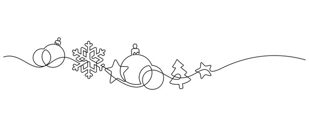 Naklejka na ściany i meble christmas celebration decorative ornament one line drawing continuous Naklejka na ściany i meble christmas celebration decorative ornament one line drawing continuous
