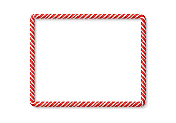 Festive candy cane border frame for holiday designs and winter celebrations
