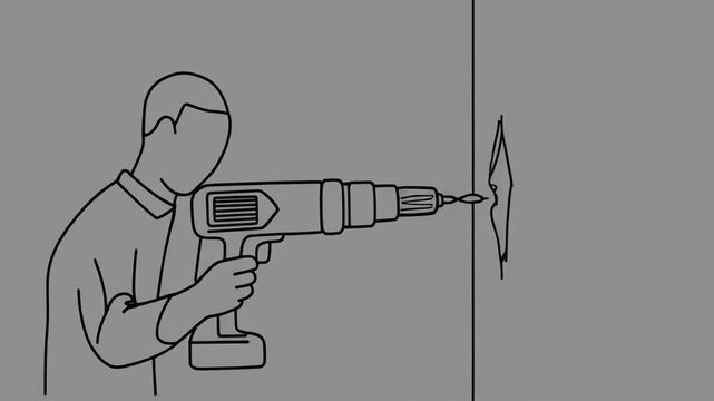 man drilling hole in wall