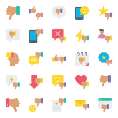 Flat color icons set for Thumbs down