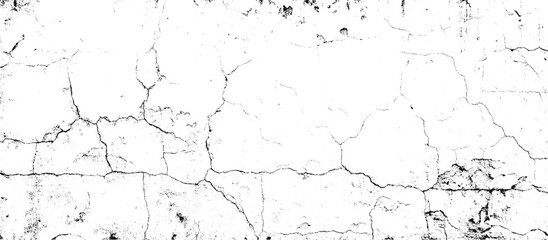 Vector black and white scratch and cracks grunge texture dust and distressed wall pattern white background.