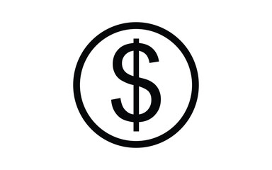 Bold dollar symbol within a circle on a stark white background