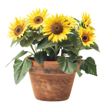 Sunflowers in terracotta pot a burst of summer joy Blooming flowers vibrant petals summer home decor