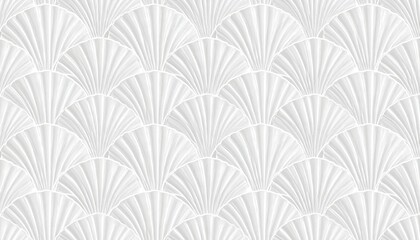 Seamless Scallop Shell Pattern: Minimalist Grey and White Wave Rhythm Texture
