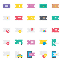 Flat color icons set for Ticket