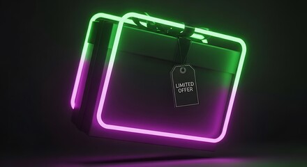 A glowing gift box with a 'limited offer' tag, symbolizing special promotions and unique opportunities.
