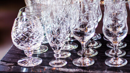 Elegant Crystal Glasses Awaiting a Toast at a Celebration