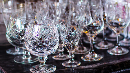 Elegant Crystal Glassware on Display for a Special Occasion