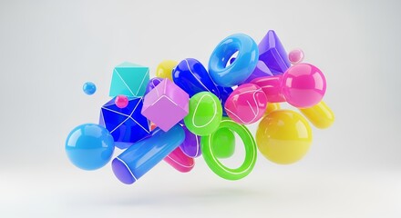 Colorful music notes and plastic cups and spoons create an educational toy concept for school decoration