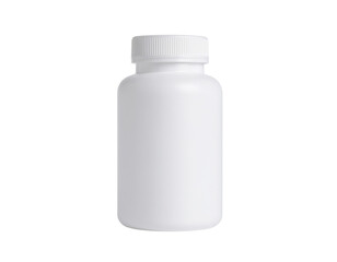 A plain white plastic bottle with a screw-on lid, commonly used for storing supplements or medications.