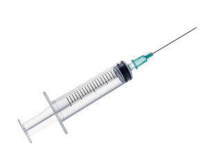 Fototapeta premium A detailed syringe with a graduated scale and a sharp needle, commonly used for injecting substances.