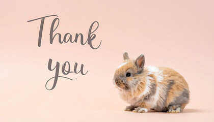 Adorable fluffy bunny offers heartfelt thanks with sweet sentiment on soft pastel background