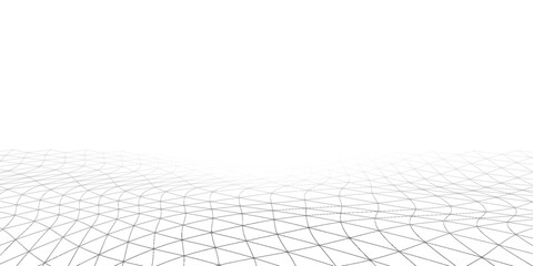 Futuristic circle wave. Vector white cyberspace. Abstract music sound wave with dots. Black moving particles on a white backgroun