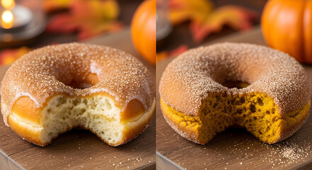 Autumn Donuts: Pumpkin Spice & Glazed Sweet Treats. Seasonal Baked Goods for Fall Delights.