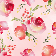 Seamless watercolor pattern with roses