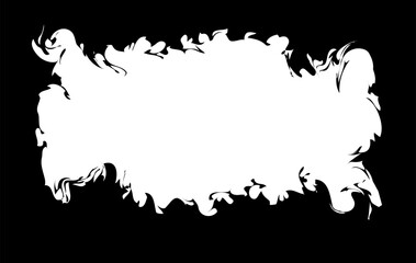 This elegant black and white abstract frame border features artistic floral and ink style decorative edges. Perfect for creative design projects, including invitations, posters, greeting cards.