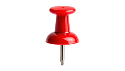 Close up of a single red push pin against a black backdrop
