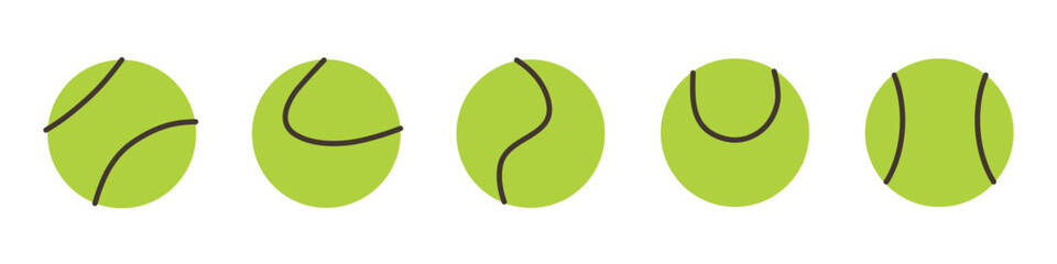 green tennis balls in different positions and angles; perfect for sports-themed projects, tennis equipment packaging, posters, icons, and infographics - vector illustration