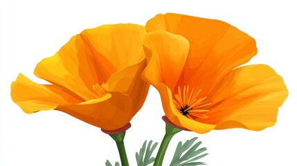 Naklejka premium A single yellow California poppy petal is showcased in a close-up, highlighting its intricate details and soft color gradients