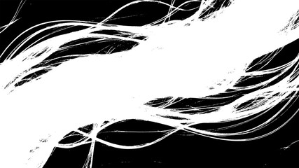 Abstract white brush stroke grunge texture on black background with copy space in the middle isolated on transparent background