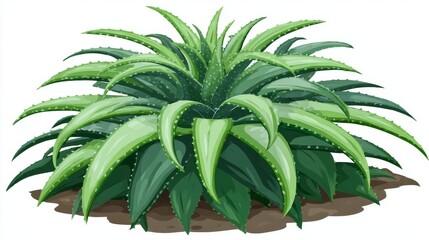 Fototapeta premium An illustration of a vibrant green leafy plant is shown isolated on a white background