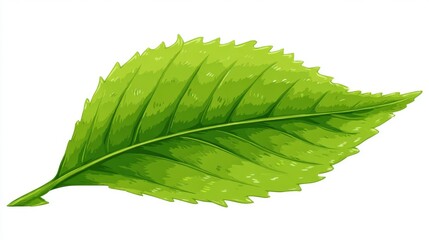 A vibrant green branch with numerous leaves is captured in a close-up, highlighting its natural development