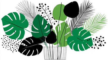 The plant, with its lush green hue and large leaves that are variegated, displays a vibrant and natural aesthetic