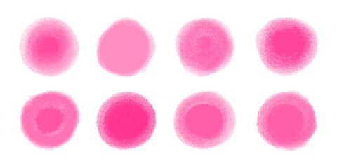 Set of abstract pink watercolor splashes on white background. Brush stain with pink watercolor texture. Vector illustration