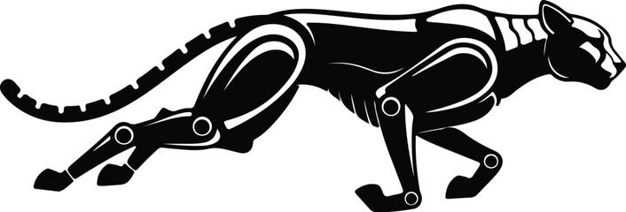 Silhouette cheetah walks calmly in profile black and white vector illustration © Mohammad Forkan