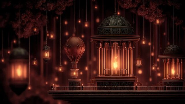 Fantastic World Architecture Shines with Lanterns