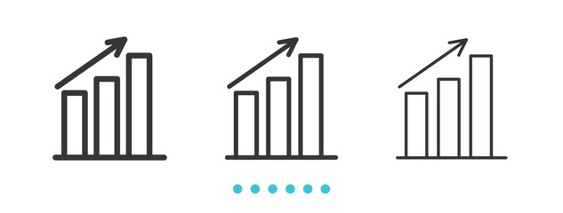 Growing Bar Chart icon. Thin line icon vector