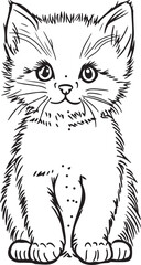Obraz premium Black Outline Cat Vector – Line Art Illustration for Coloring