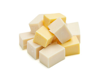 Cubes cheese isolated on a white background