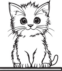 Obraz premium Silhouette Cat Coloring Page – Simple Black Outline Vector