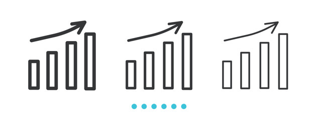 Growth Bar Chart icon. Thin line icon vector